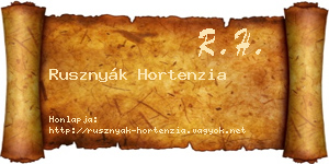 Rusznyák Hortenzia névjegykártya